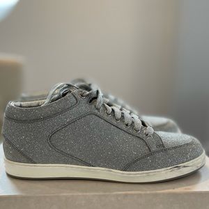 Jimmy Choo silver glitter sneakers, size 361/2.